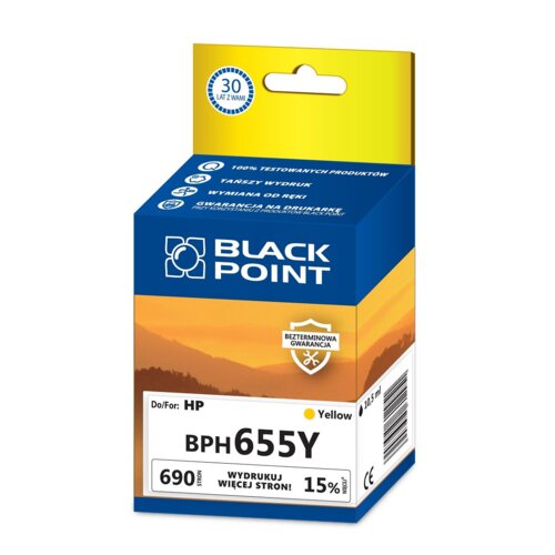 Tusz Black Point BPH655Y zamiennik HP DeskJet CZ112AE żółty