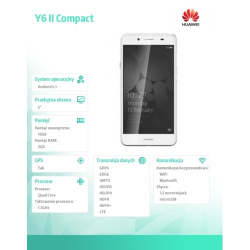 Smartfon Huawei Y6 II Compact white Dual SIM