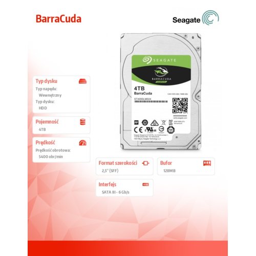 Seagate BarraCuda 4TB 2,5'' 128MB ST4000LM024