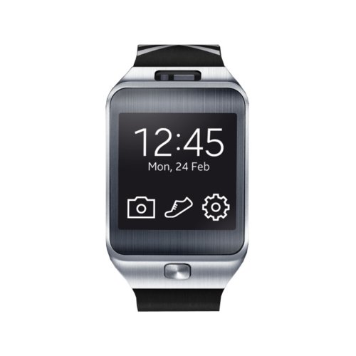 Bransoletka Samsung do Galaxy Gear 2 &Gear 2 Neo ET-SR380RSEGWW czarna ze srebrną aplikacją
