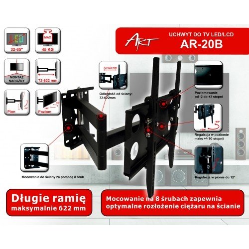 ART Uchwyt LCD AR-20B 32-55'' 45kg pion/poziom