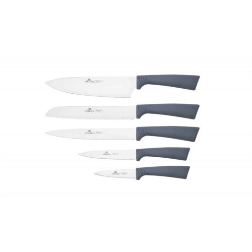 Zestaw noży GERLACH SMART GREY ( nóż do chleba nóż do siekania nóż szefa kuchni nóż do obierania warzyw i owoców Mały nóż do krojenia )