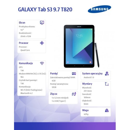 Samsung Galaxy Tab S3 SM-T820NZKAXEO