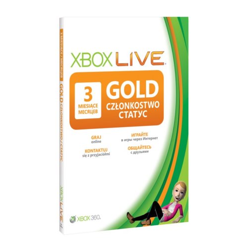 Xbox 360 akcesoria - Xbox Live Gold 3 miesięczny abonament (3-mo Gold Card)