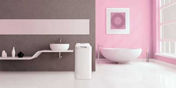Pralka Candy CST 27LE/1-S Smart w różowej łazience