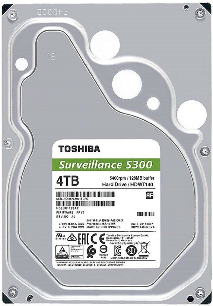 Dysk twardy Toshiba S300 Surveillance Hard Drive 4 TB tył dysku twardego