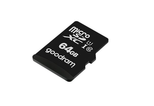 Karta Pamięci GOODRAM 64GB microSDXC 100MB/s C10 UHS-I U1 M1AA-0640R12 Adapter ukosem