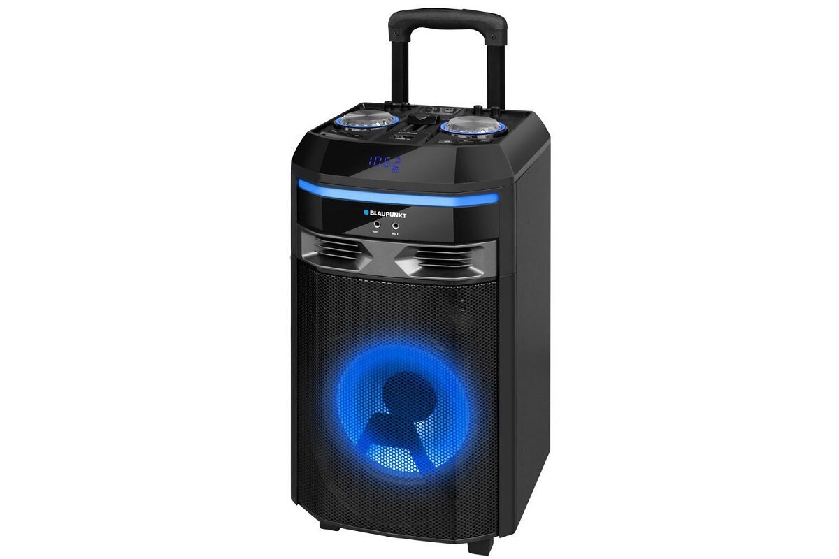 Głośnik karaoke Blaupunkt PS6 party speaker Bluetooth od frontu przechylony w lewo