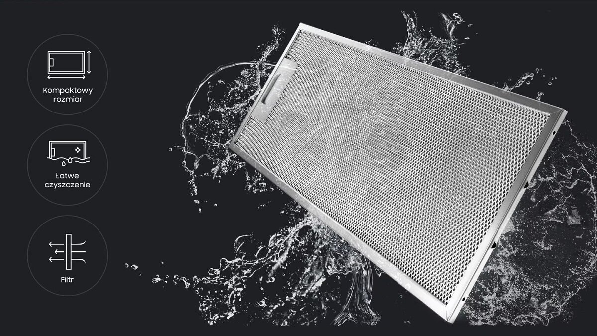 Okap podszafkowy Samsung NK24M1030IB/UR 392 ㎥/h filtr okapowy ochlapany wodą