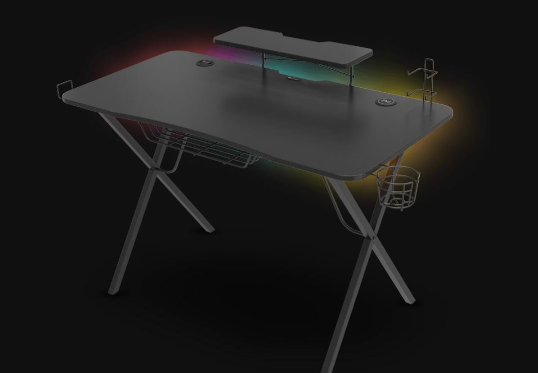 Biurko Genesis Holm 300 RGB widok podświetlonego biurka