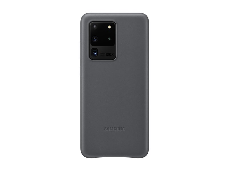 Etui Samsung Leather Cover do Galaxy S20 Ultra EF-VG988LJEGEU widok na etui na pleckach telefonu
