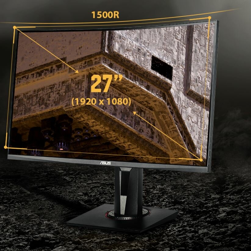 Monitor Asus TUF Gaming Curved VG27VQ 165 Hz prezentacja zakrzywienia ekranu