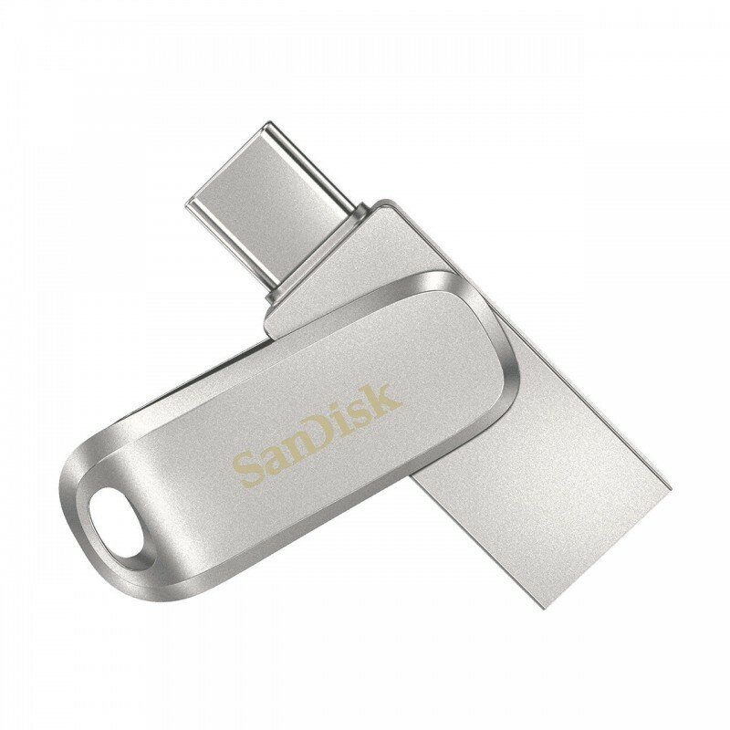 Pendrive Sandisk Ultra Dual Drive Luxe USB-C 64GB SDDDC4-064G-G46 widok z góry z odsuniętym złączem