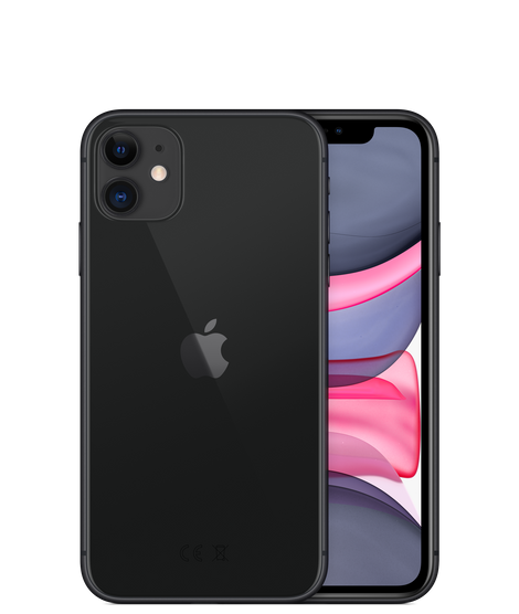 Smartfon Apple iPhone 11 MHDP3PM/A 256GB Czarny widok od przodu na ekran i tył