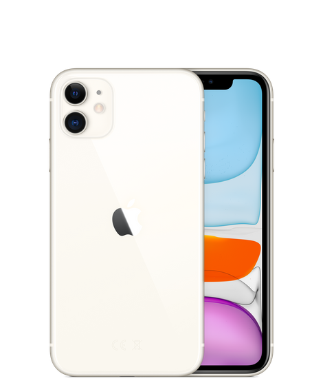 Smartfon Apple iPhone 11 MHDQ3PM/A 256GB Biały widok od przodu na ekran i tył