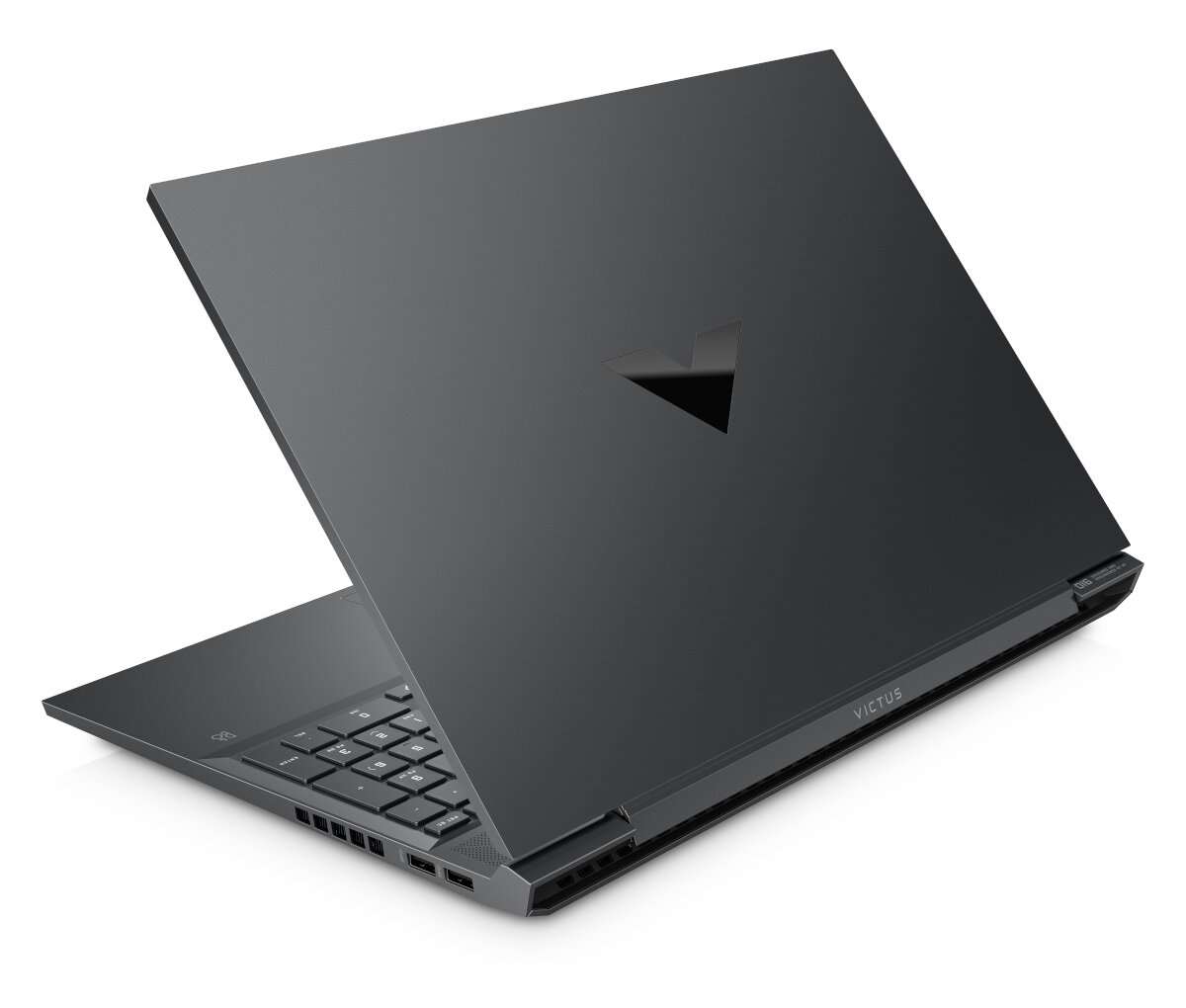 Laptop HP Victus 16-e0212nw 16,1' ciemnoszary widok na laptop od tyłu pod skosem