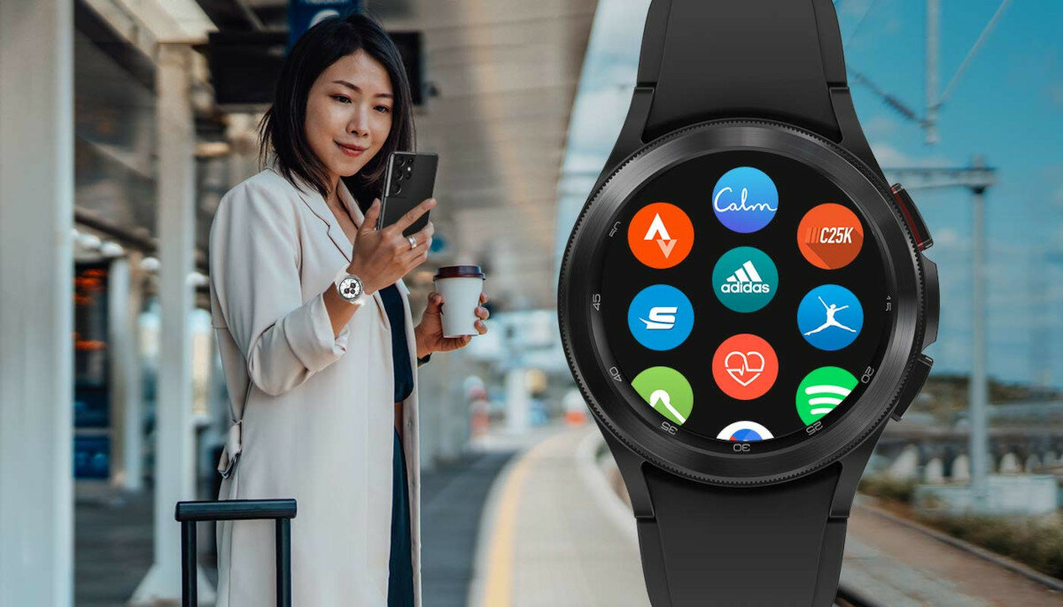Smartwatch Samsung Galaxy Watch 4 Classic LTE 46mm srebrny wyświetlacz z aplikacjami