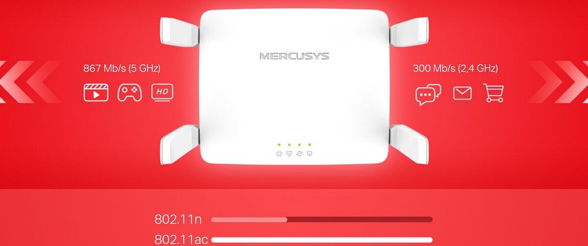 Router Mercusys AC10 2xLAN 1xWAN dwa pasma
