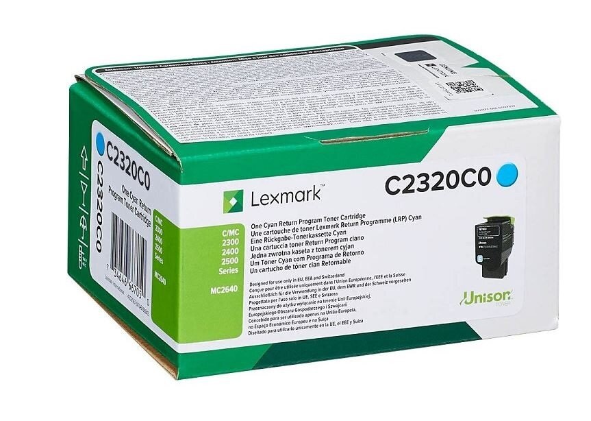 Toner Lexmark C2320C0 Błękitny (cyan) z przodu