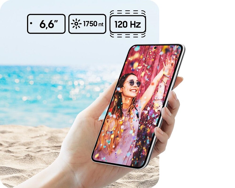 Smartfon Samsung Galaxy S22+ SM-S906 SM-S906BIDDEUE widok na ekran smartfona pod skosem w lewo