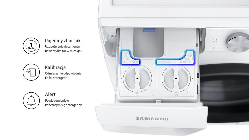 Pralko-suszarka Samsung WD10T534DBE widok na pojemnik na detergenty