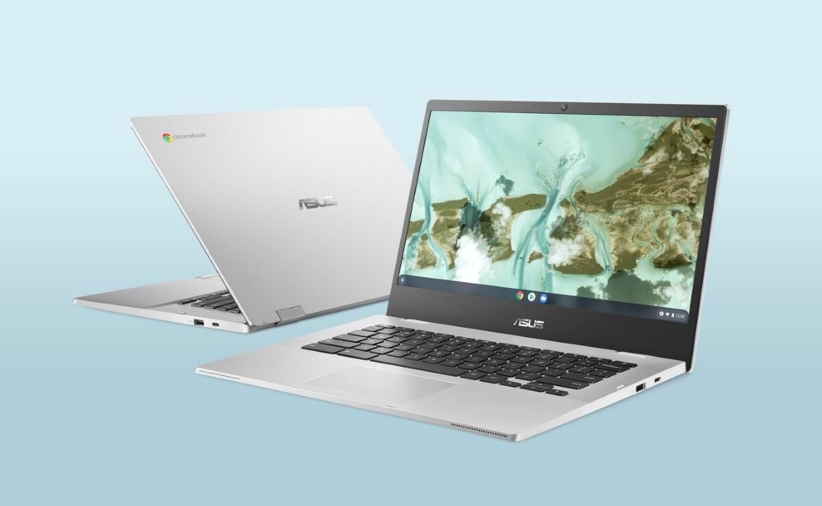 Laptop Asus Chromebook CX1 (CX1400) CX1400CNA-EK0139 widok na laptopy z dwóch stron