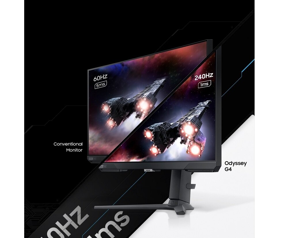 Monitor Samsung Odyssey G4 27'  240Hz G-Syncwidok na monitor pod skosem w lewo
