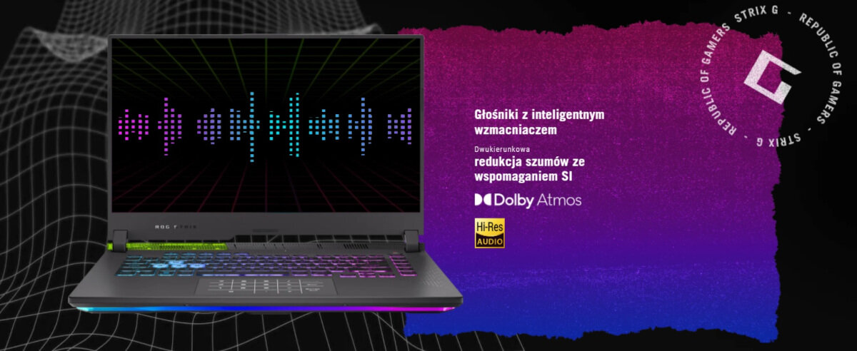 Laptop Asus ROG Strix G15 G513 15,6 cali system dźwięku
