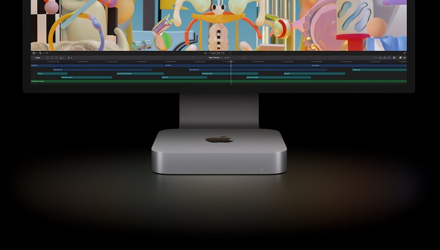 Komputer Apple Mac Mini M2 8/256GB - podłączony do monitora