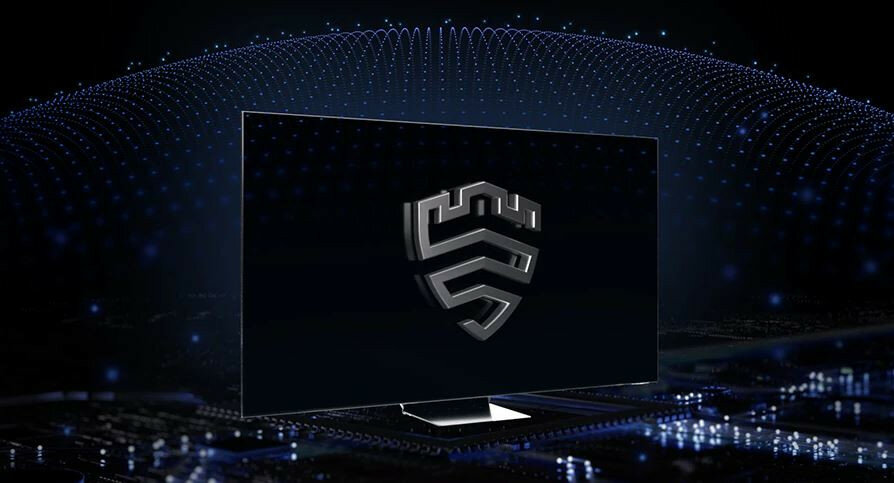 Telewizor Samsung Excellence Line QN700C 65'' QLED grafika wizualizująca wzmocnioną ochronę telewizora