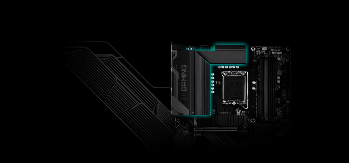 Płyta główna Gigabyte B760 Gaming X DDR4 zbliżenie na układ chłodzenia płyty