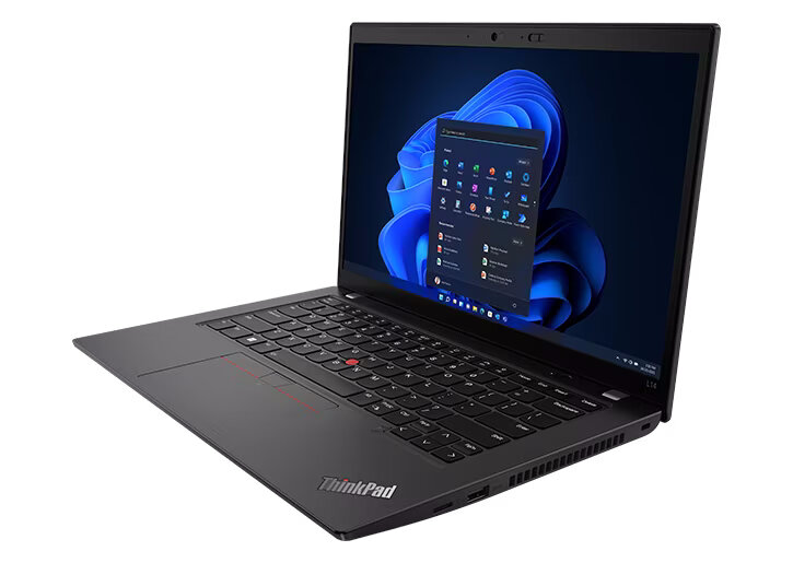 Laptop Lenovo ThinkPad L14 G4 8/512GB włączony po skosie w lewo na białym tle
