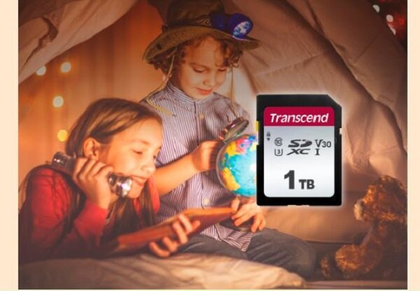 Karta pamięci Transcend SDC300S SDXC 1TB karta pamięci na tle bawiących się dzieci
