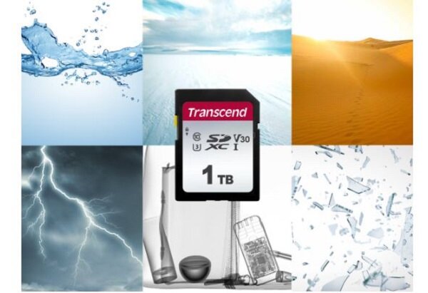 Karta pamięci Transcend SDC300S SDXC 1TB karta pamięci na tle różnych zjawisk atmosferycznych