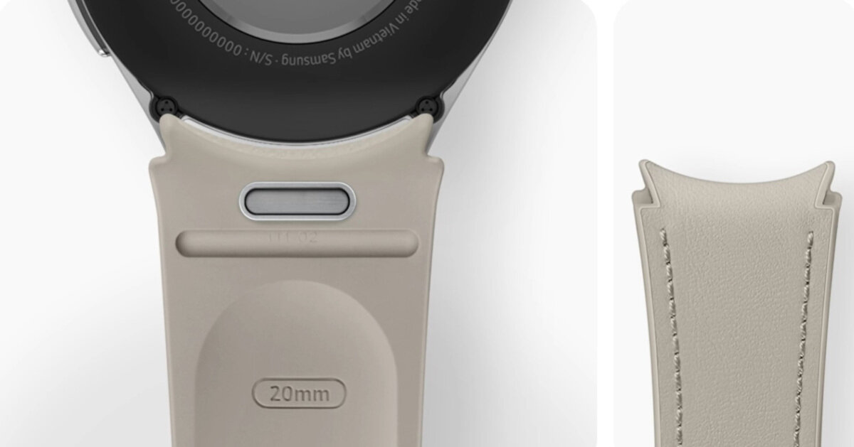 Pasek Samsung ET-SHR93 do Galaxy Watch 4/5/6 D-buckle ekoskóra S/M niebieski widoczny przycisk umożliwiający wymianę paska