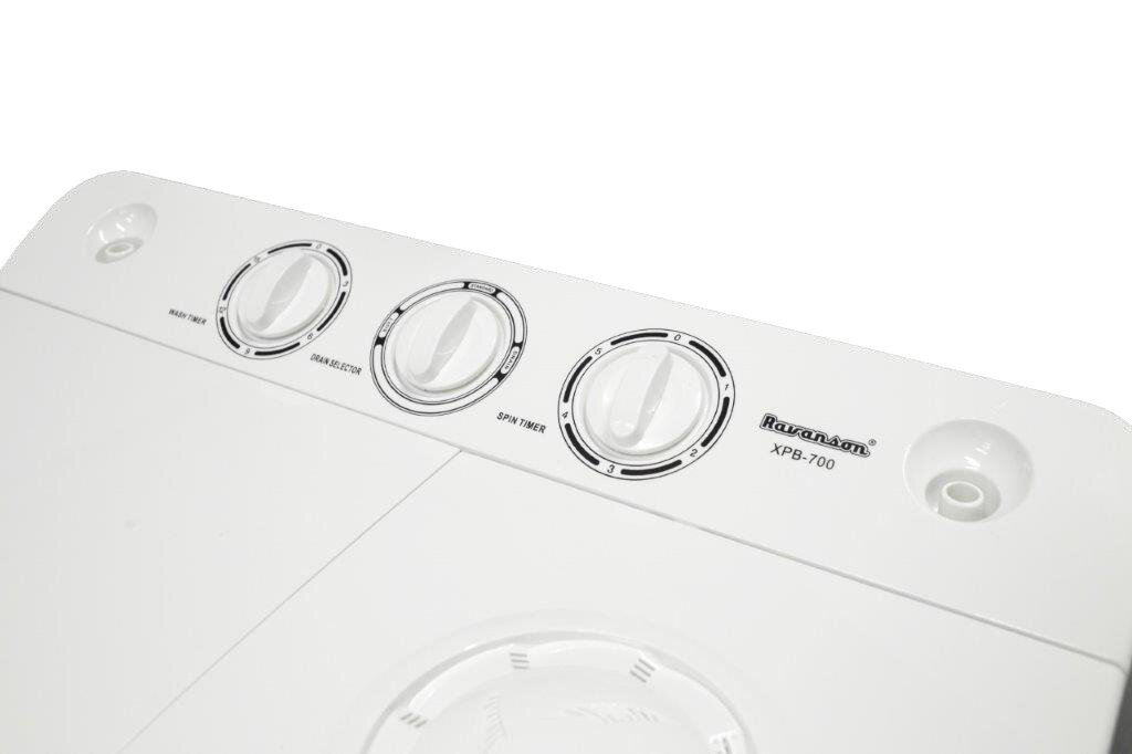 Pralka wirnikowa z wirówką Ravanson XPB-700 grafika przedstawia zbliżenie na pokrętła pralki