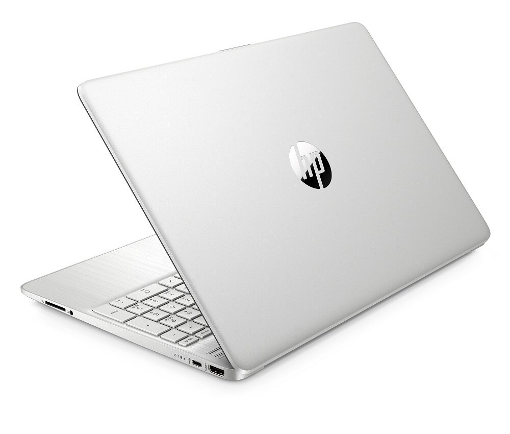 Laptop HP 15s-eq2134nw srebrny 15,6 widok od tyłu pod skosem