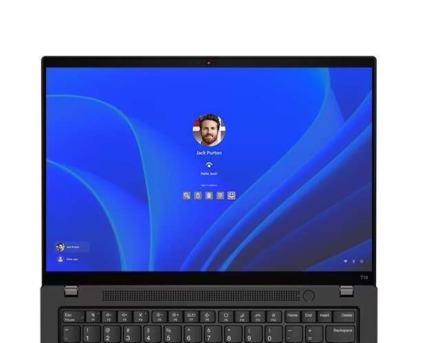 Laptop Lenovo ThinkPad T14 Gen 4 Ryzen 7 PRO 7840U z ekranem startowym na wyświetlaczu