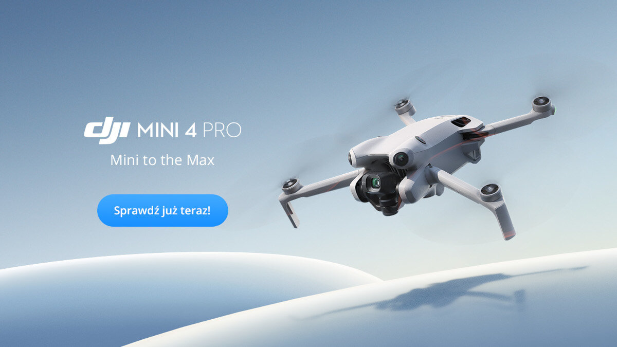 Dron DJI Mini 4 Pro (RC-N2) grafika przedstawiająca dron po skosie