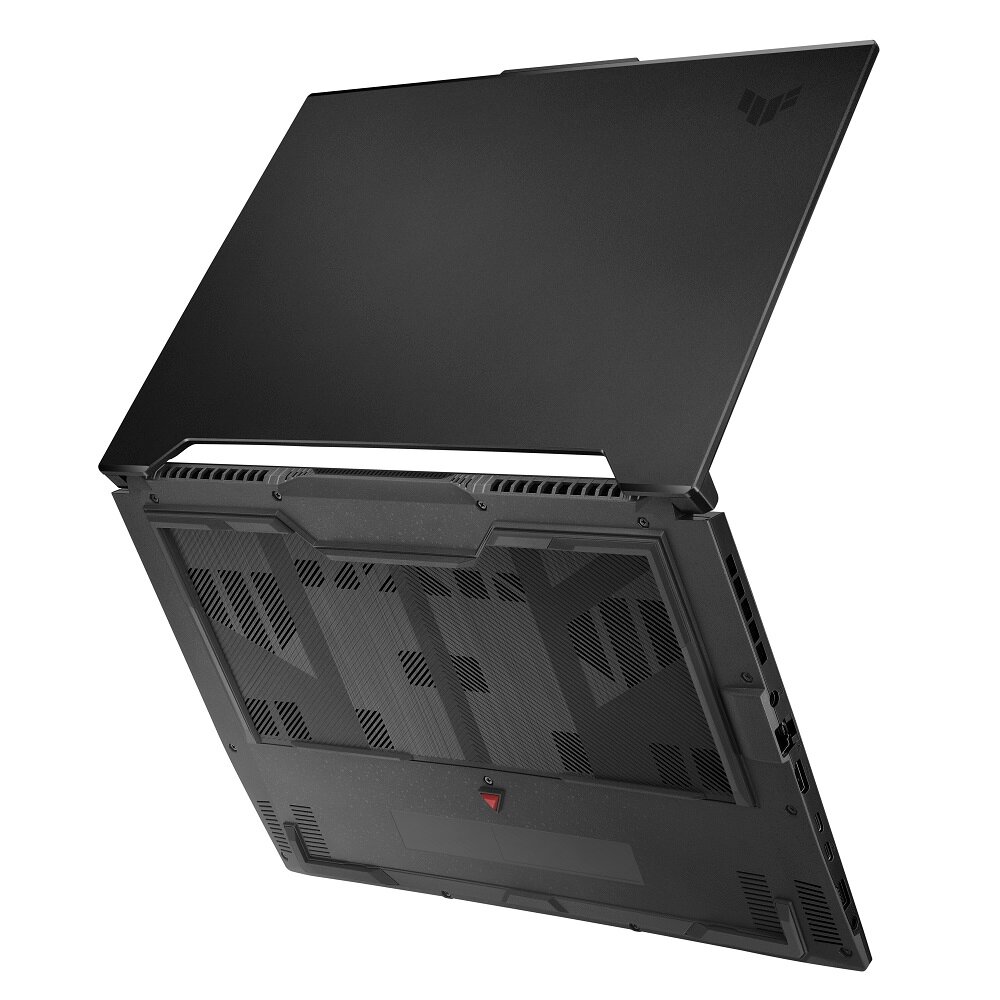 Laptop Asus FX507ZV4-LP055W TUF Gaming F15 15,6' 16/512GB grafika przedstawia laptop pod skosem od tyłu