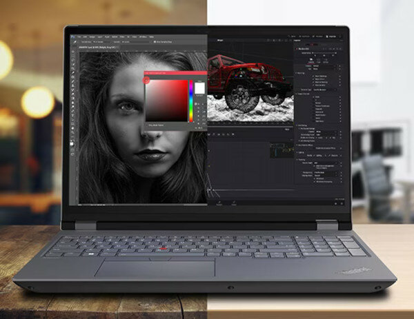 Laptop Lenovo ThinkPad P16 G2 2x16GB 1TB i7-13850HX grafika przedstawiająca obrazy wyświetlane na ekranie laptopa