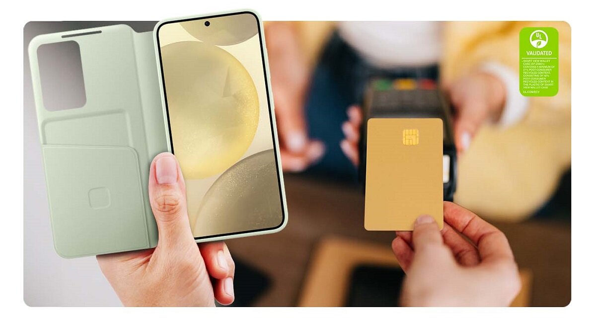 Etui Samsung Smart View Wallet Case Galaxy S24 czarne widok na funkcje kieszonki na karty