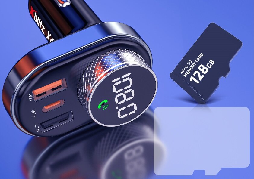 Zestaw głośnomówiący Xblitz X450 Bluetooth pod skosem oraz karta microSD 128 GB pod skosem