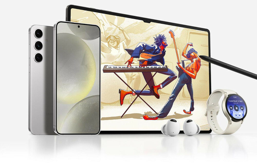 Smartfon Samsung Galaxy S24 SM-S921BD 8/256GB Żółty grafika przedstawiająca przykładowy zestaw kompatybilnych urządzeń