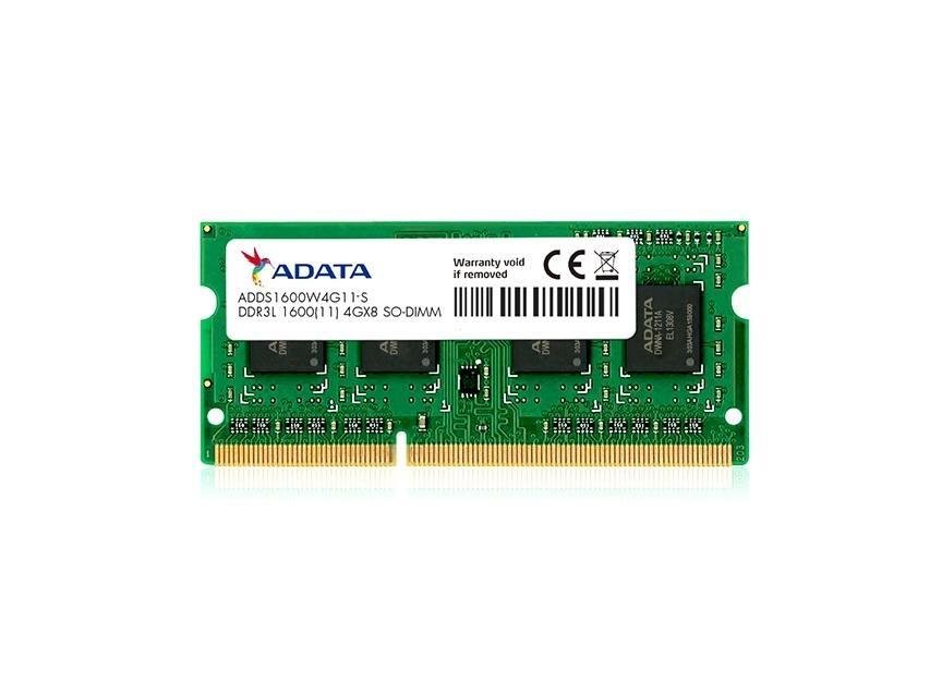 Pamięć ADATA 4GB 1600MHz DDR3L SODIMM ADDS1600W4G11-S. Spełnia rygorystyczne normy i specyfikacje.