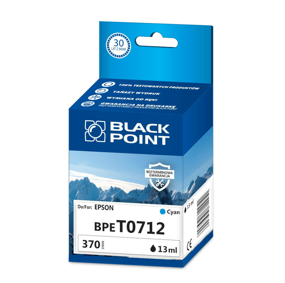 Kartridż atramentowy Black Point BPET0712 niebieski cyan frontem