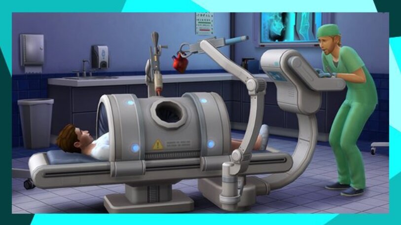 Dodatek do gry Electronic Arts The Sims 4 Witaj w pracy na PC pokazany Sim u lekarza w grze