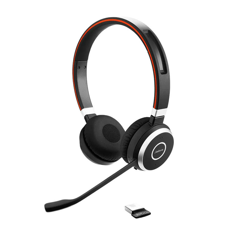 Słuchawki bezprzewodowe Jabra Evolve 65 UC widoczne pod skosem