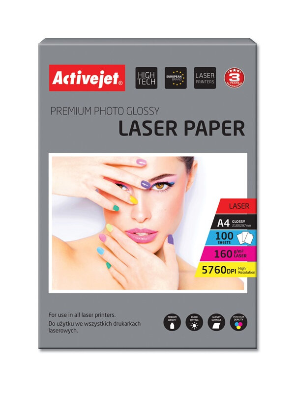 Papier fotograficzny Activejet AP4-160G100L A4 160 arkuszy opakowanie widoczne frontem