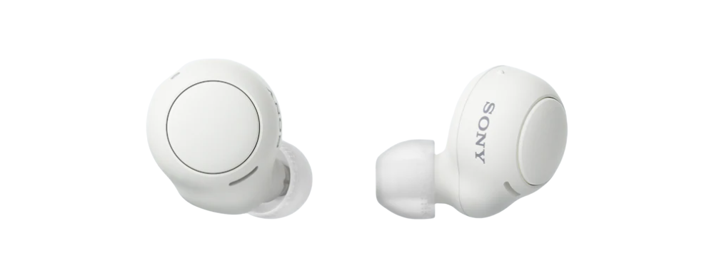 Słuchawki bezprzewodowe Sony WF-C500 Białe z przodu i z boku